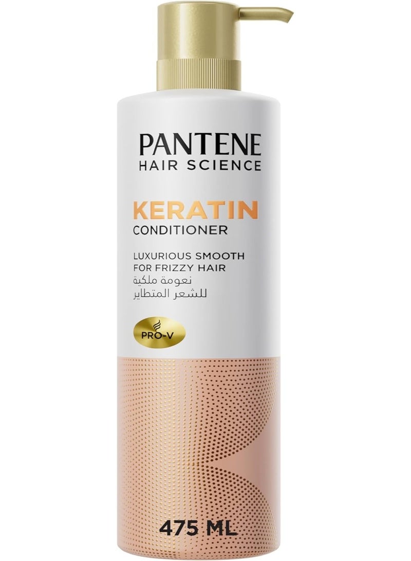 Pantene Keratin Conditioner, Luxurious Smooth for Frizzy Hair, 475 ml - Image 1